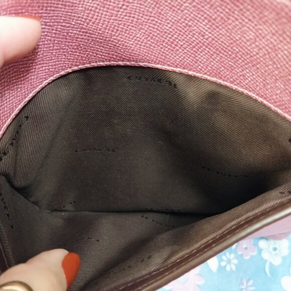 3259 Small Pink Shimmer Coach Crossbody Bag / Matching Card Carrier. - Picture 9 of 14